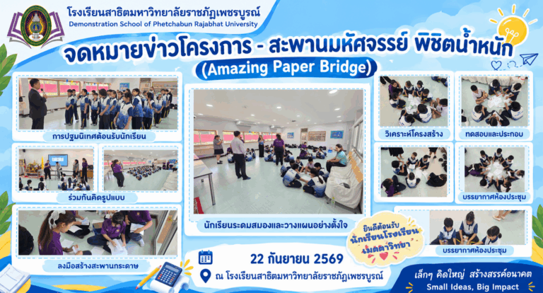 ประมวลภาพความสนุกช่วงเช้า                                      การอบรม STEM กิจกรรมสะพานมหัศจรรย์พิชิตน้ำหนัก